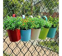 1 vaso da fiori in metallo da appendere, per balcone, giardino, colore: rosso