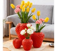 1 Vaso decorativo a forma di fragolina, stile artistico, per organizzare il trucco, decorazione per casa, soggiorno, camera da letto, toeletta, centrotavola, regalo per la festa della mamma, regalo di