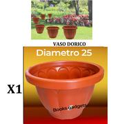 1 Vaso Dorico Ø 25cm Altezza 19,5cm 5 Litri Colore Terracotta Polipropilene Vasi