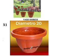 1 Vaso Dorico Ø20cm Altezza 15,5cm 2,5L Colore Terracotta Polipropilene Vasi