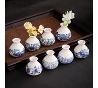 1 Vaso in porcellana blu e bianco ultra-mini, lungo approssimativamente quanto due dita indice di adulto; non acquistare se questo è un problema) - Vaso in ceramica smaltata, decorazione per la casa, 