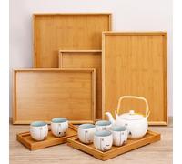 1 vassoio da portata - Vassoio in legno di bambù per alimenti, tè, caffè, bevande e altro - Vassoio rettangolare da portata per cucina, feste, bar (44 x 32 cm)