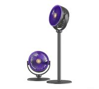 1 ventilatore a piedistallo intelligente, ricaricabile, regolabile in altezza, oscillante, per il massimo comfort, casa, ufficio, camera da letto, soggiorno, ventilatore a torre (5 marce grigio)