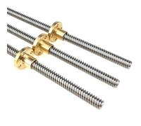 1 vite di comando T8 for stampanti 3D e macchine CNC - filettatura 8 mm, passo 1/2/4/8 mm, lunghezza 100 mm/600 mm con dado in rame(200mmx1mm)