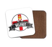 1 x Belfast Sottobicchiere Quadrato - Irlanda del Nord Bandiera Città Viaggi Vacanze Geografia Posizione Cucina Famiglia Bevande #83165