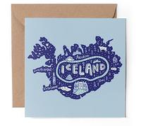 1 x biglietto di auguri - Islanda Travel Map Hali scandinavo - vuoto compleanno celebrazione anniversario #58832
