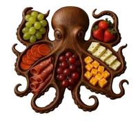 1 x di salumi a forma di polpo - 28 x 28 cm vassoio in legno a tema ocan | Piatti piani a forma di polpo | Creative Charcuterie Board Stoviglie per intrattenitori Cucina amanti del pesce