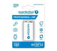 1 X everActive 9V Batteria Ricaricabile Professionale Line 6F22 Min 280mAh NI-MH