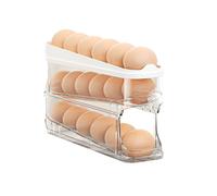 1 x Frigorifero Egg Tray - Eggs Dispenser Auto Rolling | Egg Holder for Fridge | Space-Saving Trasparente Food Box | Reusable Refrigerator Side Organizer And Storage Accessories For Counter, Cabinet