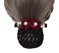 1 x rete protettiva per chignon con papillon e fascia elastica, colore: rosso