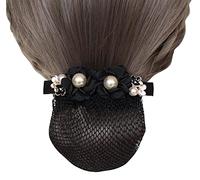 1 x retina per capelli da donna con fiocco, elastico, colore: nero