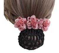 1 x retina per chignon con fiocco, accessorio per capelli, elastico, colore: rosso vino