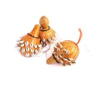 1 x Shaker per zucca fatto a mano Cowrie Calabash Maraca Fairtrade 15-18 cm