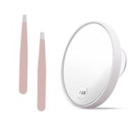 1 x specchio da trucco ingranditore 20 x con 2 pinzette, lente d'ingrandimento rotonda con ventosa per il trucco, rimozione dei punti neri, dimensione delle sopracciglia, adatto per la casa, i viaggi