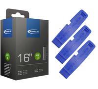 1 x tubo bicicletta Schwalbe 62-305 (16 x 2,50) AV 40 mm Schrader + sollevato...