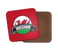 1 x Wrexham Sottobicchiere quadrato - Drago gallese Regno Unito GB bandiera della città viaggio vacanza geografia posizione cucina famiglia bevande #83156