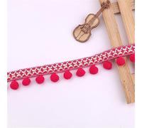 1 Yard 2,8 cm colorato Pom Poms Nappa Passamontagna Pompon Passamontagna con frange Nastro Pompon Fringe Band Pom Fringe Nastro Pompon Fringe Nastro in pizzo nappa Trim Band da cucito (rosa rosso)