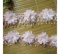 1 Yard Blumen Quasten Fransen Spitze Rand Rand Rand Band 5cm Breite Vintage Stil Pink Bordüre Besätze Stoff Bestickte Applikation Nähen Basteln Hochzeit Brautkleid Verzierung DIY Kleidung Stickerei