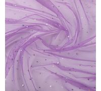 1 Yard - Tessuto in tulle con glitter lucido, larghezza 150 cm, con piccole paillettes, per cucito, fai da te, per lavori di bricolage, per palcoscenico, costume da bagno, viola