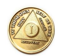 1 year Bronze AA (Alcoholics Anonymous) Birthday - Anniversary Recovery Medallion/Coin/chip Model: