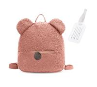 1 Zaino Con Orecchie Di Orso Rosa, 1 Etichetta Bianca Da Appendere, Zaino Per Bambini, Mini Zaino Per Bambini, Borsa Da Scuola Per Bambini