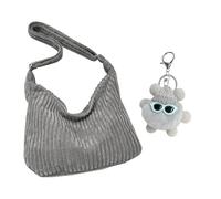 1 Zaino In Velluto A Coste E 1 Ciondolo, Borsa A Tracolla Di Grande Capacità, Borsa A Tracolla Casual Alla Moda, Borsa A Tracolla Da Donna