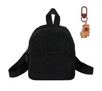1 Zaino Nero, 1 Ciondolo Capybara, Semplice Colore Solido, Carino E Compatto, Universale Per Uomini E Donne, Zaino In Velluto Alla Moda.