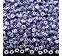10/0 03331 Perline in vetro ceco Rocailles Strisce Blu su Gesso Bianco. Confezione 900 pz. Peso 10 Grammi. Dimensioni delle perline: 2,3 mm. per Beading, Ricamo e Realizzazione di Gioielli.