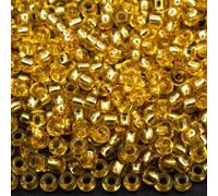 10/0 08286 Perline in vetro ceco Rocailles. Cristallo giallo - Argento foderato. Confezione 2250 pz. Peso 25 grammi. Dimensioni delle perline 2,3 mm. per perline, ricamo e creazione di gioielli.
