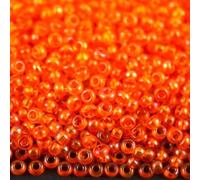 10/0 91000 Perline Rocailles in vetro ceco. Arancione - Arcobaleno trasparente. Confezione 2250 pezzi. Peso 25 grammi. Dimensioni delle perline 2,3 mm. per perline, ricamo e creazione di gioielli.