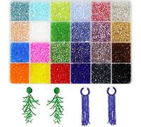 10/0 perline di vetro esagonali, circa 21600 pezzi in scatola, 24 perline di semi esagonali per la creazione di gioielli, esagono 2 x 2,2 mm (900 per colore, 24 colori)