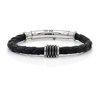 10:10 Bracciale ROLL in vera pelle, centrale in acciaio inox trattato pvd. Realizzato in Italia… (Nero)