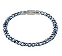 10:10 Bracciale Uomo Catena Cubana Grumetta, Acciaio Inox, Braccialetto PVD Colore Nero Blu Argento, Varie Misure E Taglie (POLSI DA 18 A 20 CM, BLUE-6MM)