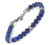 10:10 Bracciale Uomo Donna Con Pietre Naturali Lapislazzuli Da 6 mm, Beads In Acciaio Inox Diamantati - Stile Minimal e Casual - Regolabile, Elegante, Resistente - Made In Italy