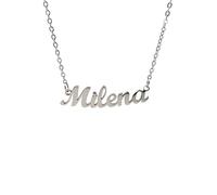 10:10 Collana Donna Nome Personalizzato In Acciaio Inox Anallergico, Gioiello Donna Nome Finitura Lucida, Catena Sottile Regolabile Realizzato in Italia (Milena)