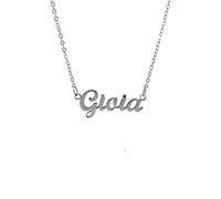 10:10 Collana Donna Nome Personalizzato In Acciaio Inox Anallergico, Gioiello Donna Nome Finitura Lucida, Catena Sottile Regolabile Realizzato in Italia (Gioia)