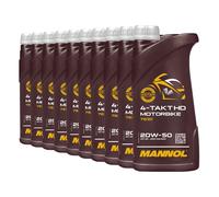 10 (10x1) Litro 7830 Mannol SAE 20W-50 Moto / Quad Olio Motore / Per Jaso MA2