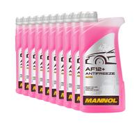 10 (10x1) Litro Mannol Antigelo AF12 + Antigelo Miscela Pronta Rosso 40°C)