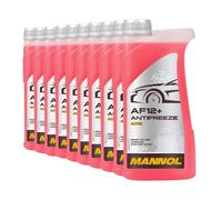 10 (10x1) Litro Mannol Antigelo AF12 + Antigelo Miscela Pronta Rosso 40°C)