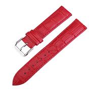 10/12/13/14/15/16/17/18/19/20/21/22/23/24mm Cinturino in vera pelle artigianale a quattro strati Cinturini traspiranti anti-sudore, Rosso, 21mm