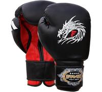 10, 12, 14, 16 oz Farabi Sports Guantoni da boxe per uomo e donna ideali per sparring, MMA, Muay Thai, Kickboxing, allenamento, palestra e pugni (Black Dragon, 10-oz)