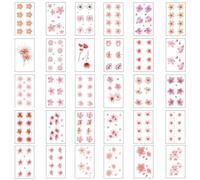 10/12/30pcs Peach Blossom Small Cherry Blossom Collarbone Arm Chest Color Tattoo Stickers, Waterproof Lasting Female Disposable Sticker, Fake Tattoos(W338-30pcs)