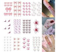 10/12/30pcs Peach Blossom Small Cherry Blossom Collarbone Arm Chest Color Tattoo Stickers, Waterproof Lasting Female Disposable Sticker, Fake Tattoos(W483-12pcs)