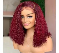 10.2-40.6cm Donna Profondo Ricci Parrucca Caschetto 99J Rosso Colore Brasiliano