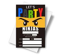 10,2 x 15,2 cm, biglietti d'invito a tema Ninjas con buste, festa di compleanno per ragazzi, ragazze, 20 set, D22