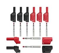 10/20/100 PZ Cavi di prova for multimetro isolati da 4 mm Spine a banana Connettori impilabili maschi con adattatori jack a banana(Red,100 PCS)