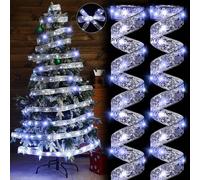 [10/20/30/40/50/100 luci] [1/2/3/4/5/10m] Luci a stringa bianche con stelle argentate, luci decorative per feste, confezione regalo, luci a nastro luminose per decorazioni matrimonio 5m,4M,1m,2m,3m,10