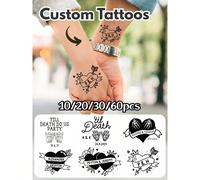 10/20/30/60 pezzi Tatuaggi temporanei gotici per matrimonio, regali per damigelle, stile romantico gotico, Ognissanti, adesivi tatuaggi d'amore, sorpresa pre-matrimoniale, tema "Finché morte non ci se