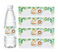 10/20/30 pezzi Etichette per bottiglie con tema animali della giungla, leone, giraffa, elefante, motivo a foglie, decorazioni per feste a tema avventura nella giungla vivace, forniture per feste di co