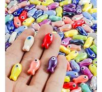 10/20/30 pezzi/lotto foro colorato 2 mm pesce pagliaccio tartaruga stella conchiglia perline in ceramica simpatici animali per gioielli braccialetti fai da te artigianato-M634-30 pezzi